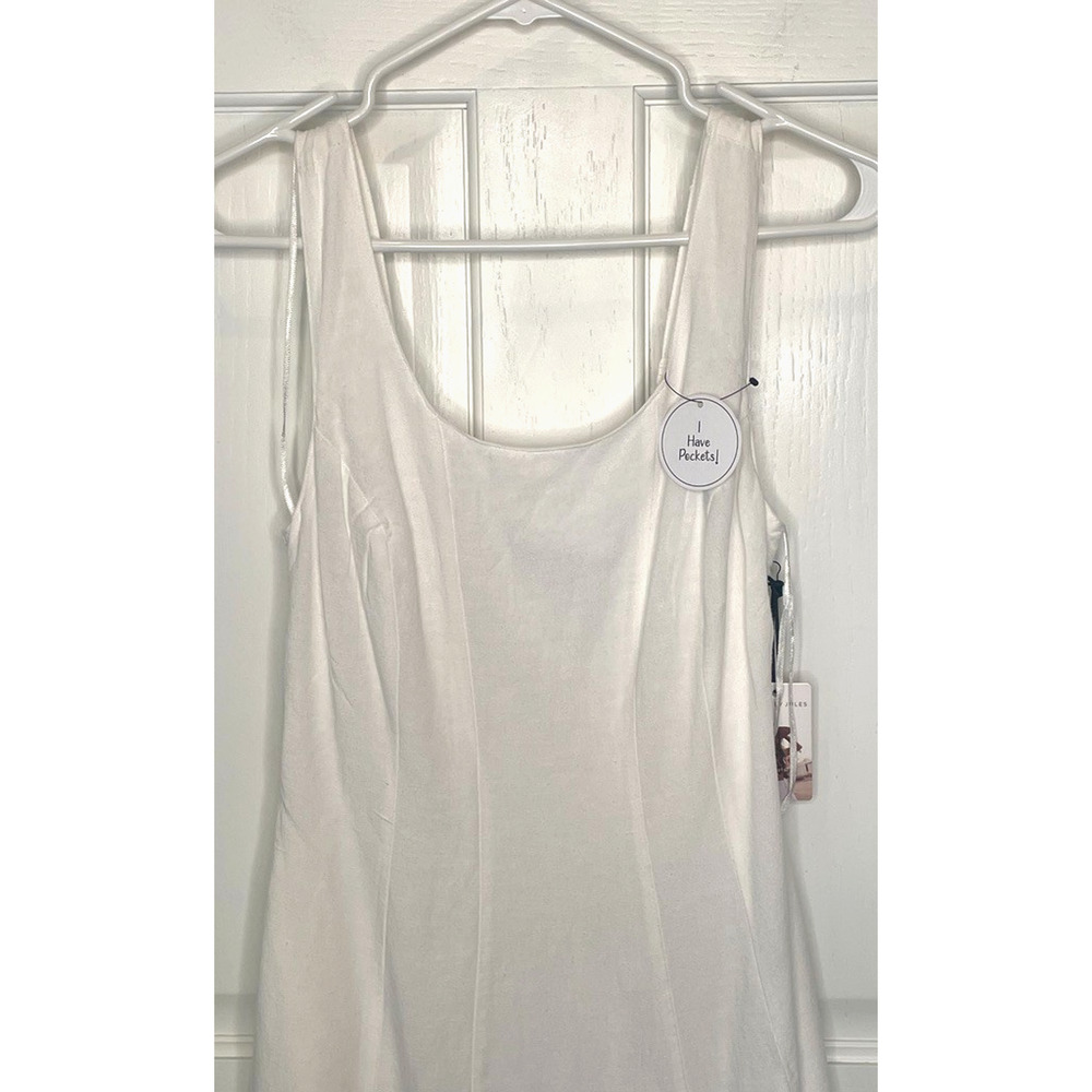 NWT Sincerely Jules Women's White Linen Blend Sundress Sz S Lined Lagenlook Boho - Picture 2 of 10